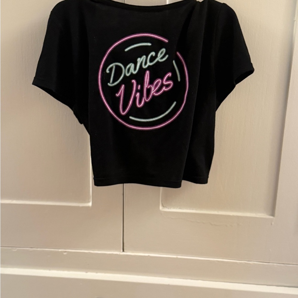 Dance Vibes Black Crop Tee - Kids